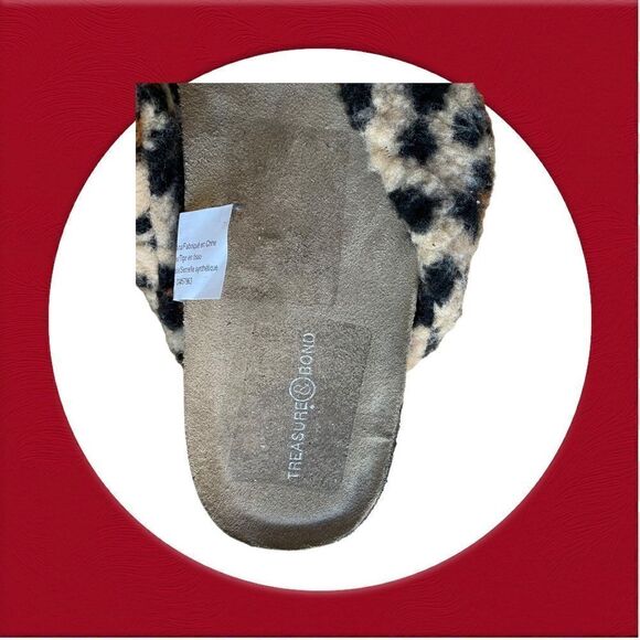 Leopard Print Sherpa Slides Sandals Treasure & Bond Size 8 - Picture 7 of 9